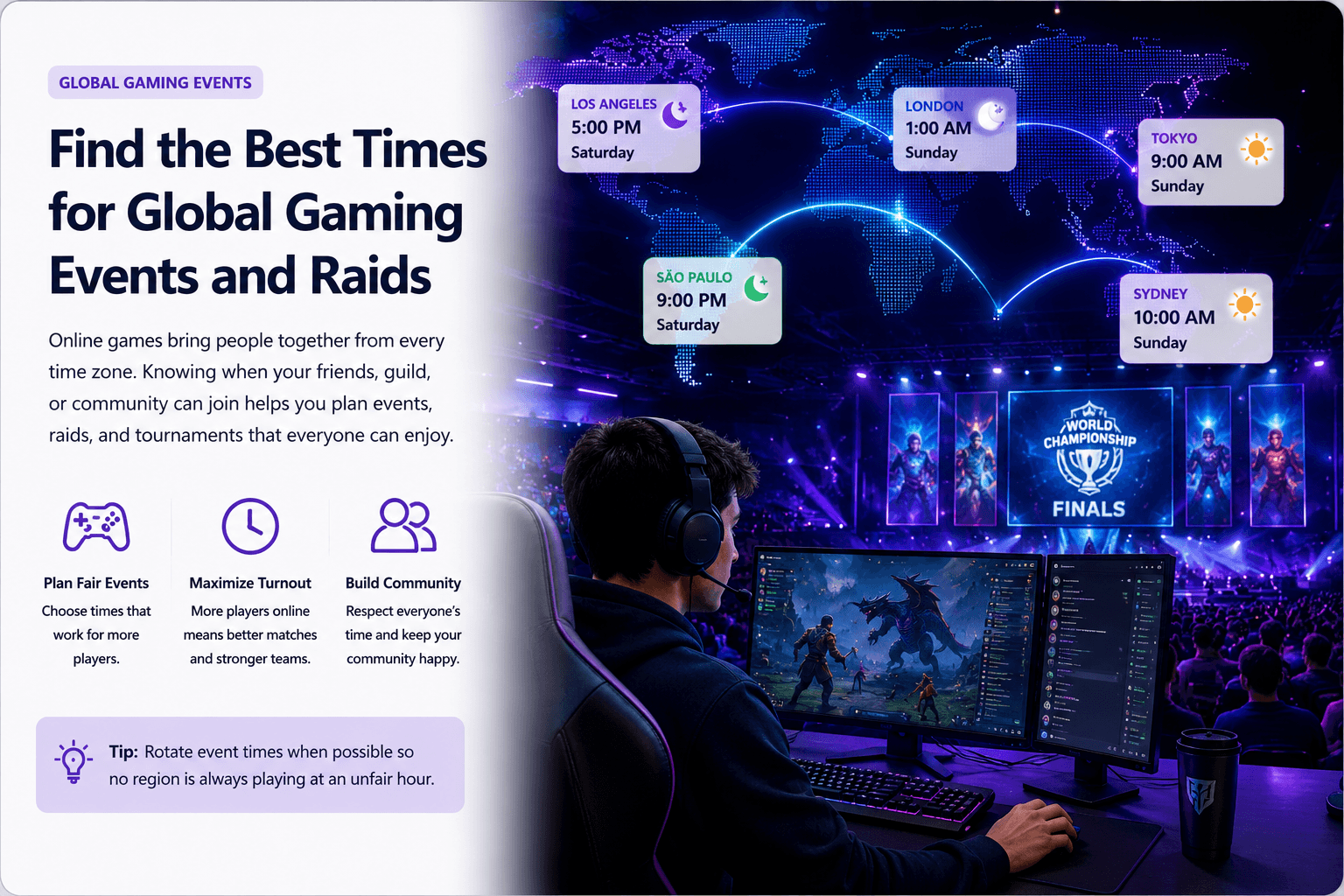 Best times for global gaming events