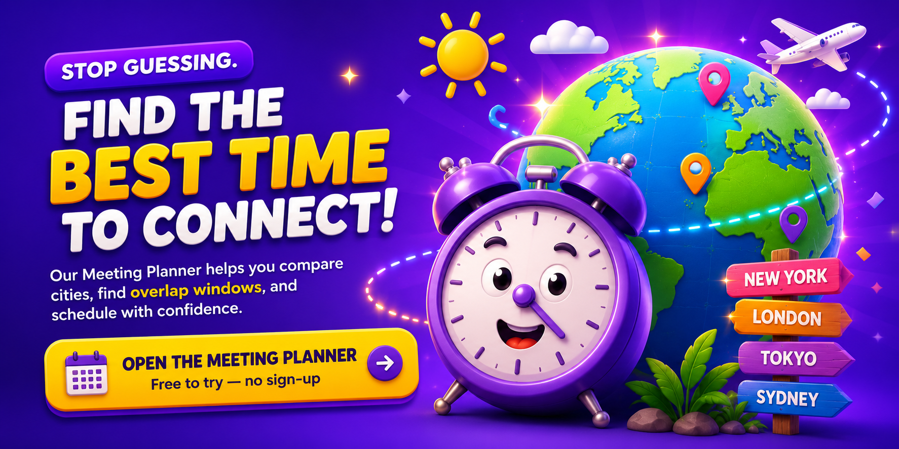 Fun colorful meeting planner call to action